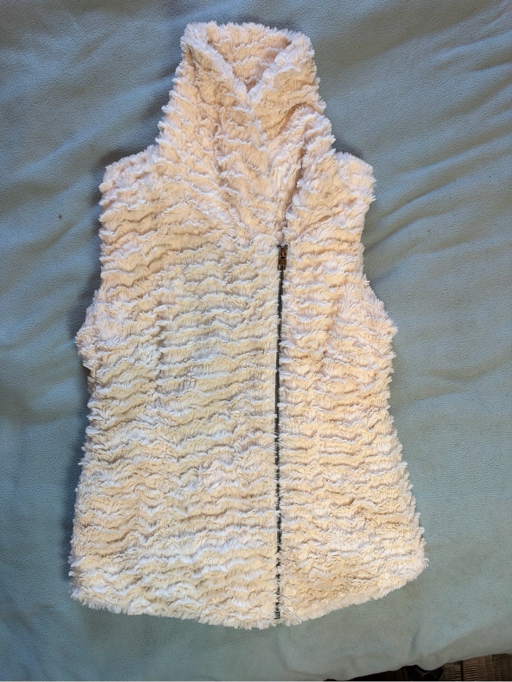 Women's Cream Faux Fur collared Vest